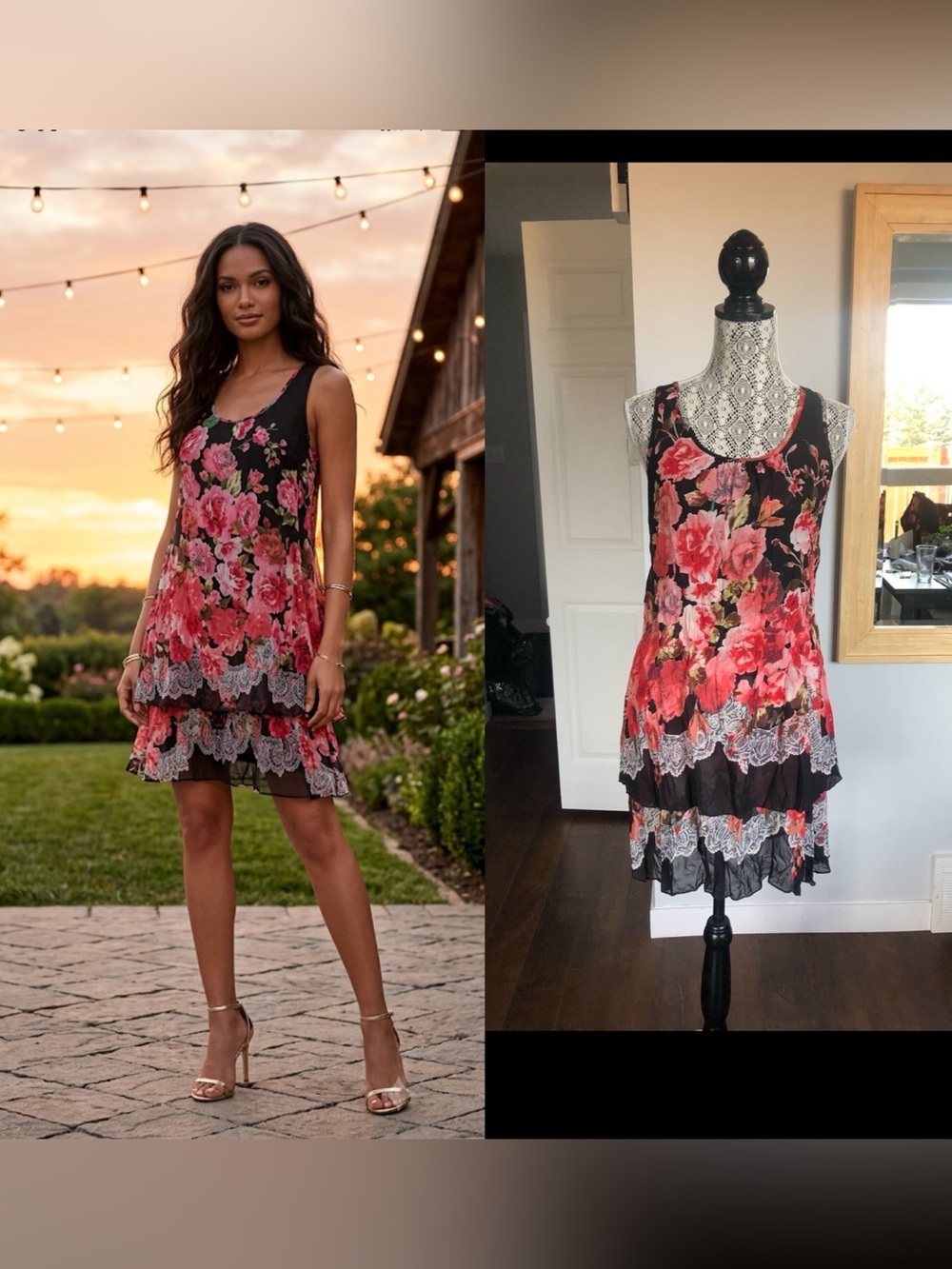 New Beautiful Boutique Papillon Blanc Layered A-Line Dress. Small.